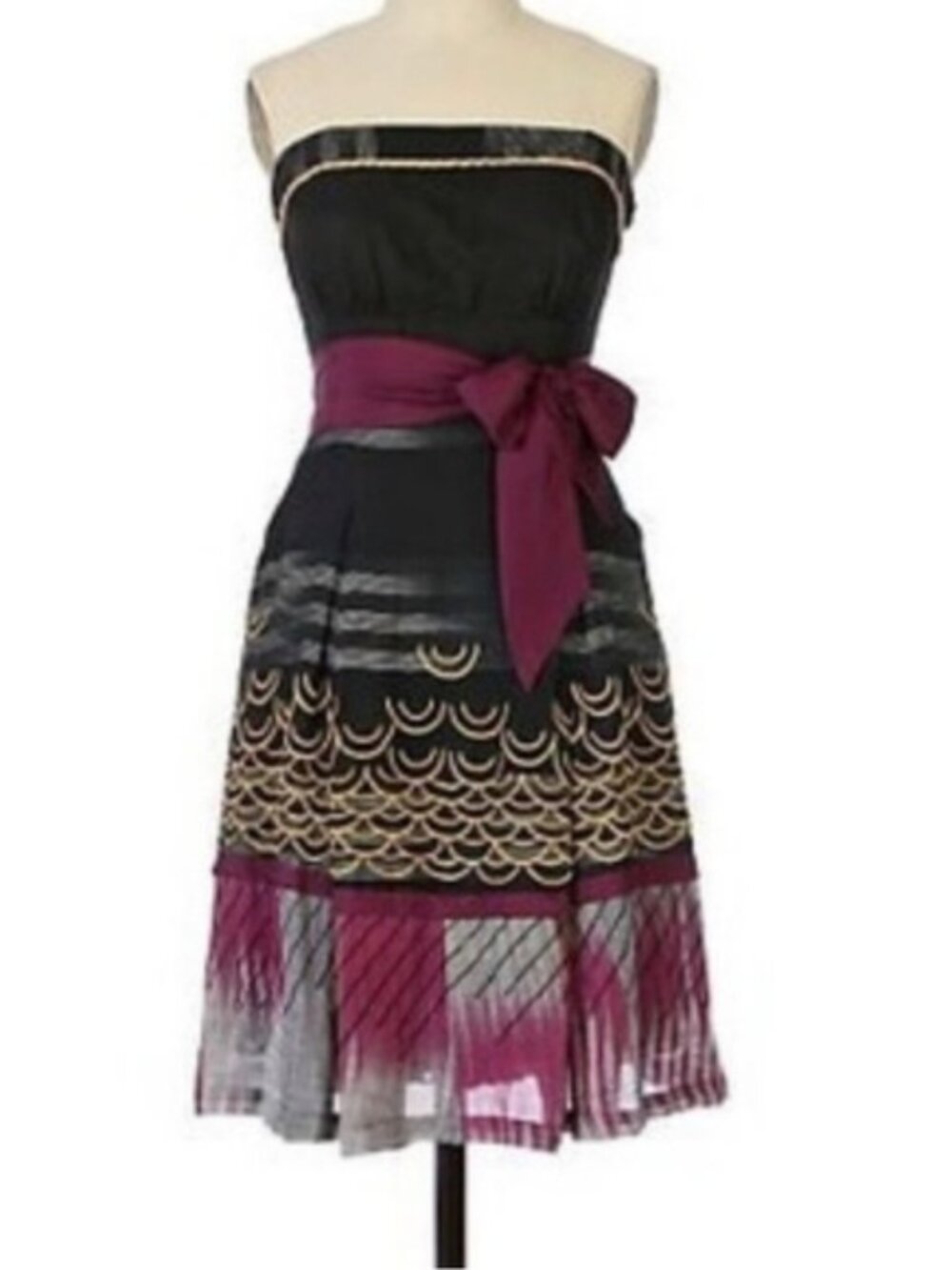 Anthropologie Floreat "One Hundred Summits" Black Gold Purple Embroidered Dress